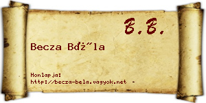 Becza Béla névjegykártya